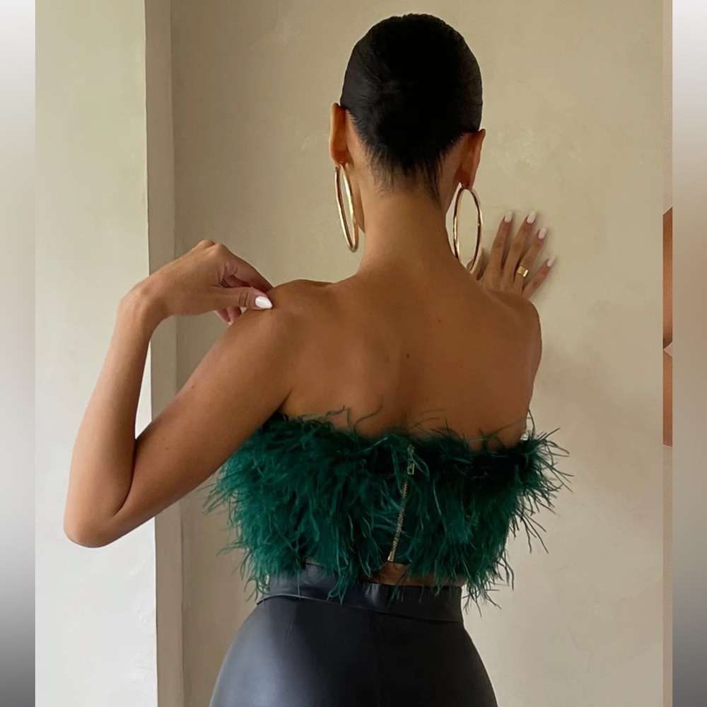Club l London ostrich feather top (faux)